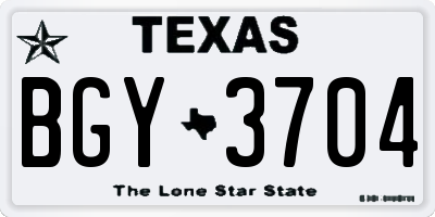 TX license plate BGY3704