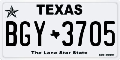 TX license plate BGY3705