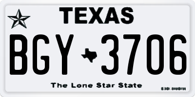 TX license plate BGY3706