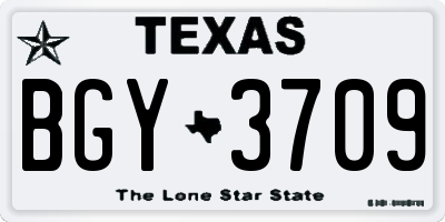 TX license plate BGY3709