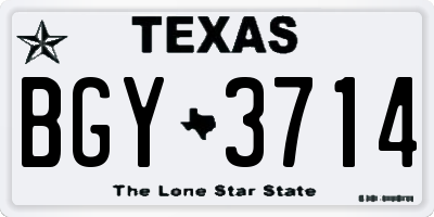 TX license plate BGY3714