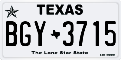TX license plate BGY3715