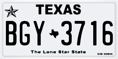 TX license plate BGY3716