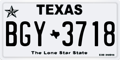 TX license plate BGY3718