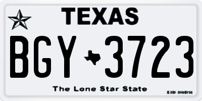 TX license plate BGY3723