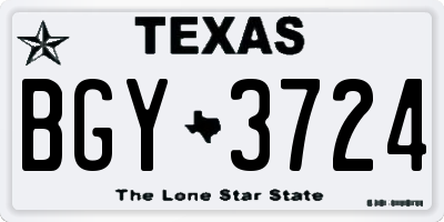 TX license plate BGY3724
