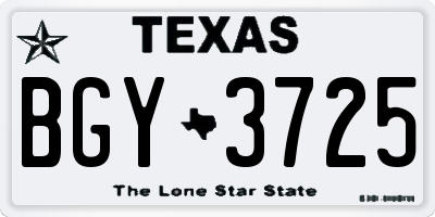 TX license plate BGY3725