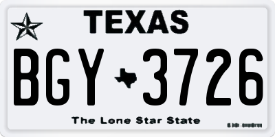 TX license plate BGY3726