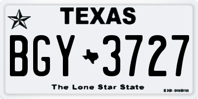 TX license plate BGY3727