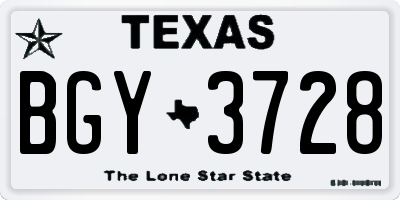 TX license plate BGY3728