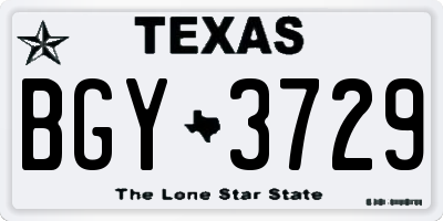 TX license plate BGY3729