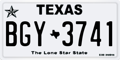 TX license plate BGY3741