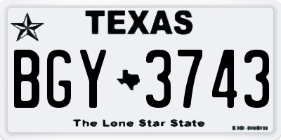 TX license plate BGY3743