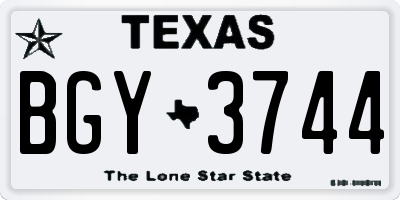 TX license plate BGY3744