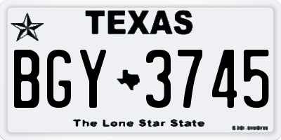 TX license plate BGY3745