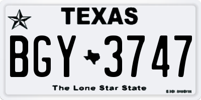 TX license plate BGY3747