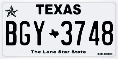 TX license plate BGY3748
