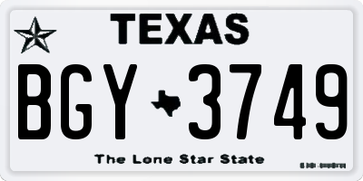 TX license plate BGY3749