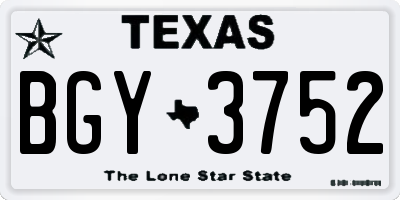 TX license plate BGY3752