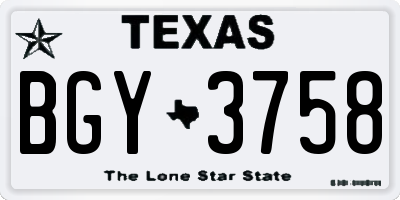 TX license plate BGY3758
