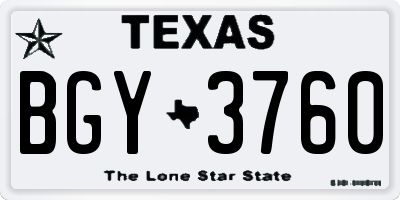 TX license plate BGY3760
