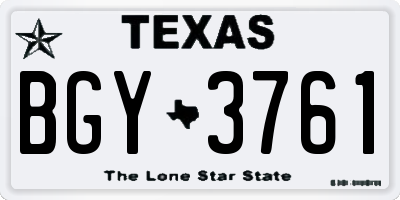 TX license plate BGY3761