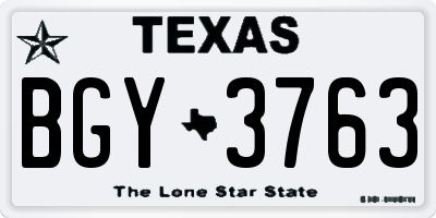 TX license plate BGY3763