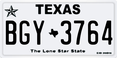 TX license plate BGY3764