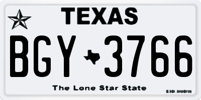 TX license plate BGY3766