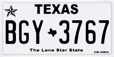 TX license plate BGY3767