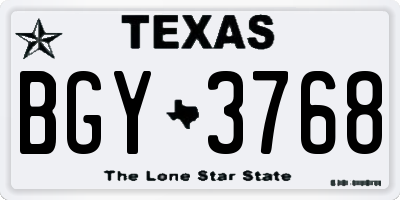TX license plate BGY3768