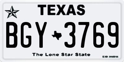 TX license plate BGY3769