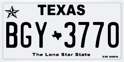 TX license plate BGY3770