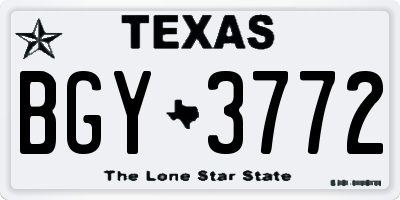 TX license plate BGY3772