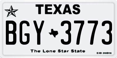 TX license plate BGY3773