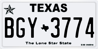 TX license plate BGY3774