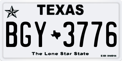 TX license plate BGY3776