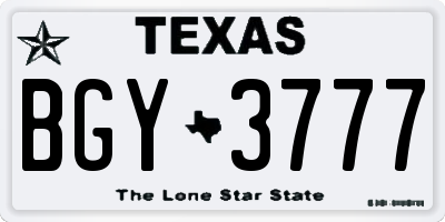 TX license plate BGY3777