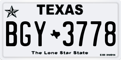 TX license plate BGY3778
