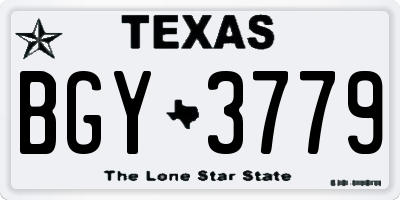TX license plate BGY3779