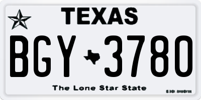 TX license plate BGY3780