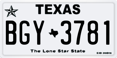 TX license plate BGY3781
