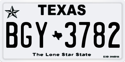 TX license plate BGY3782