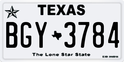TX license plate BGY3784