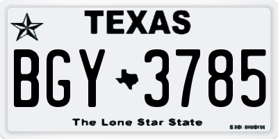 TX license plate BGY3785
