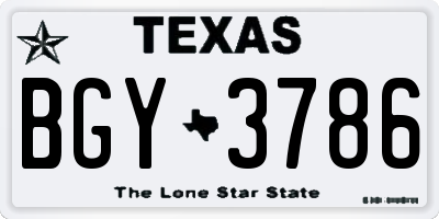 TX license plate BGY3786