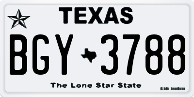 TX license plate BGY3788