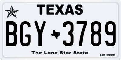 TX license plate BGY3789