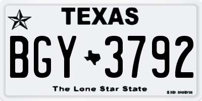 TX license plate BGY3792