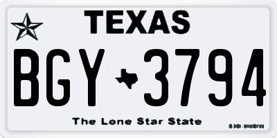 TX license plate BGY3794